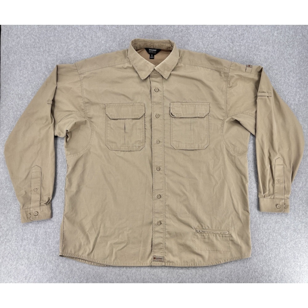 Blackhawk WarriorWear Tactical Ripstop Shirt XL Khaki Long Sleeve‎ Vented